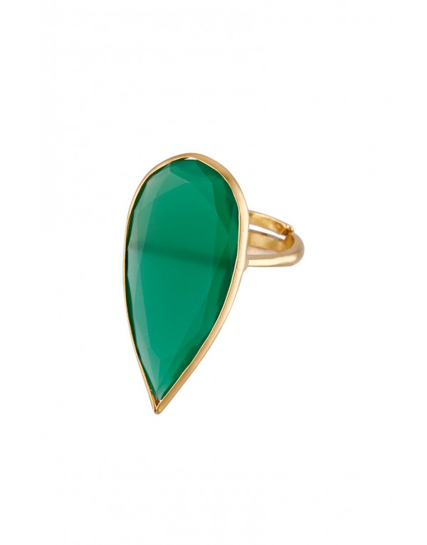 Anillo Gota Ágata Verde Gold