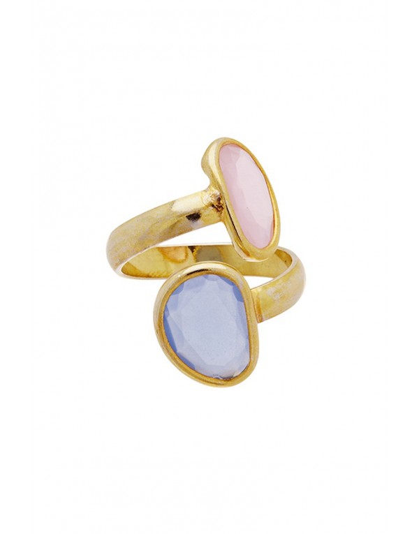 Anillo Ágatas Rosa Azul Gold