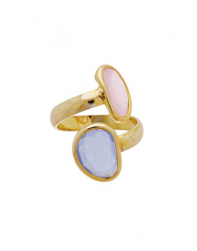 Anillo Ágatas Rosa Azul Gold